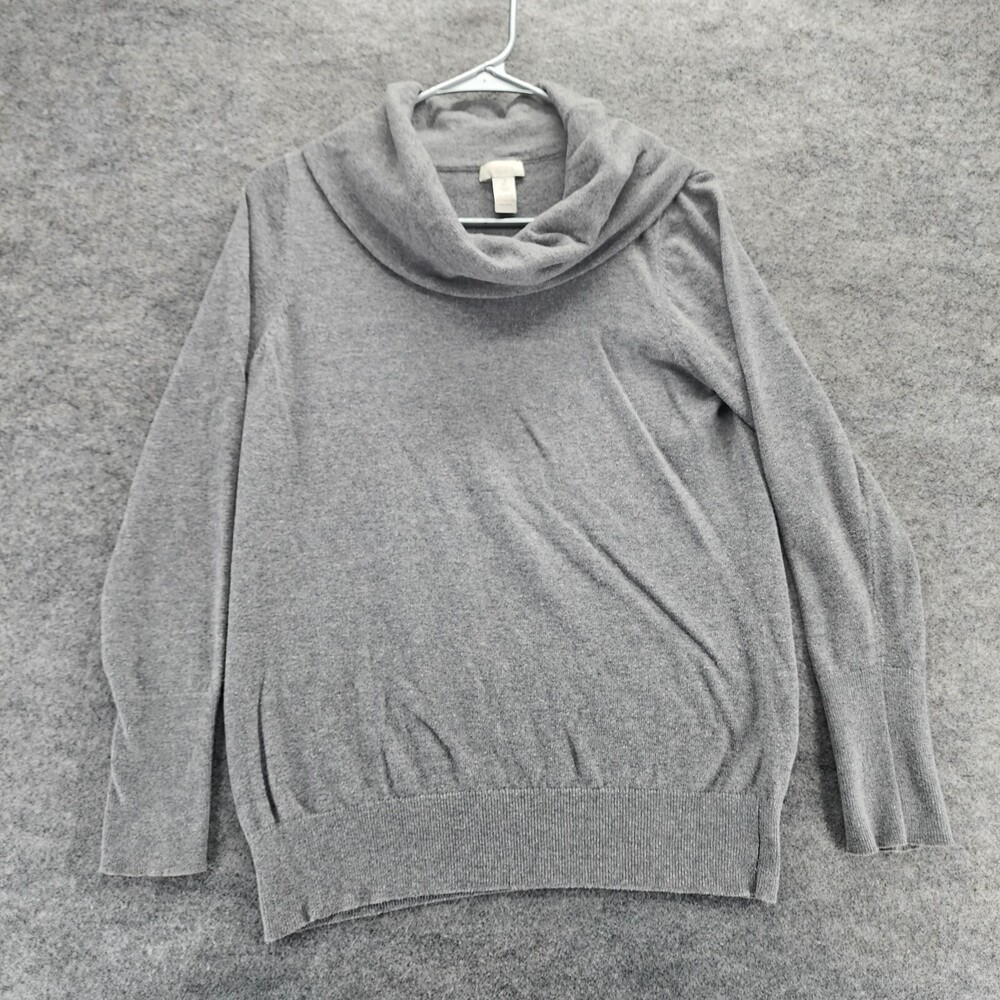 Chicos Shirt Womens 2 Long Sleeve Gray Cowl Neck